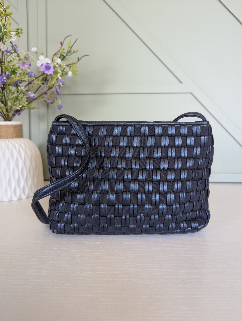 Sharif Blue  Woven Crossbody Bag